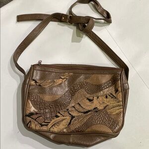 Brown and Tan Leather Shoulder Bag